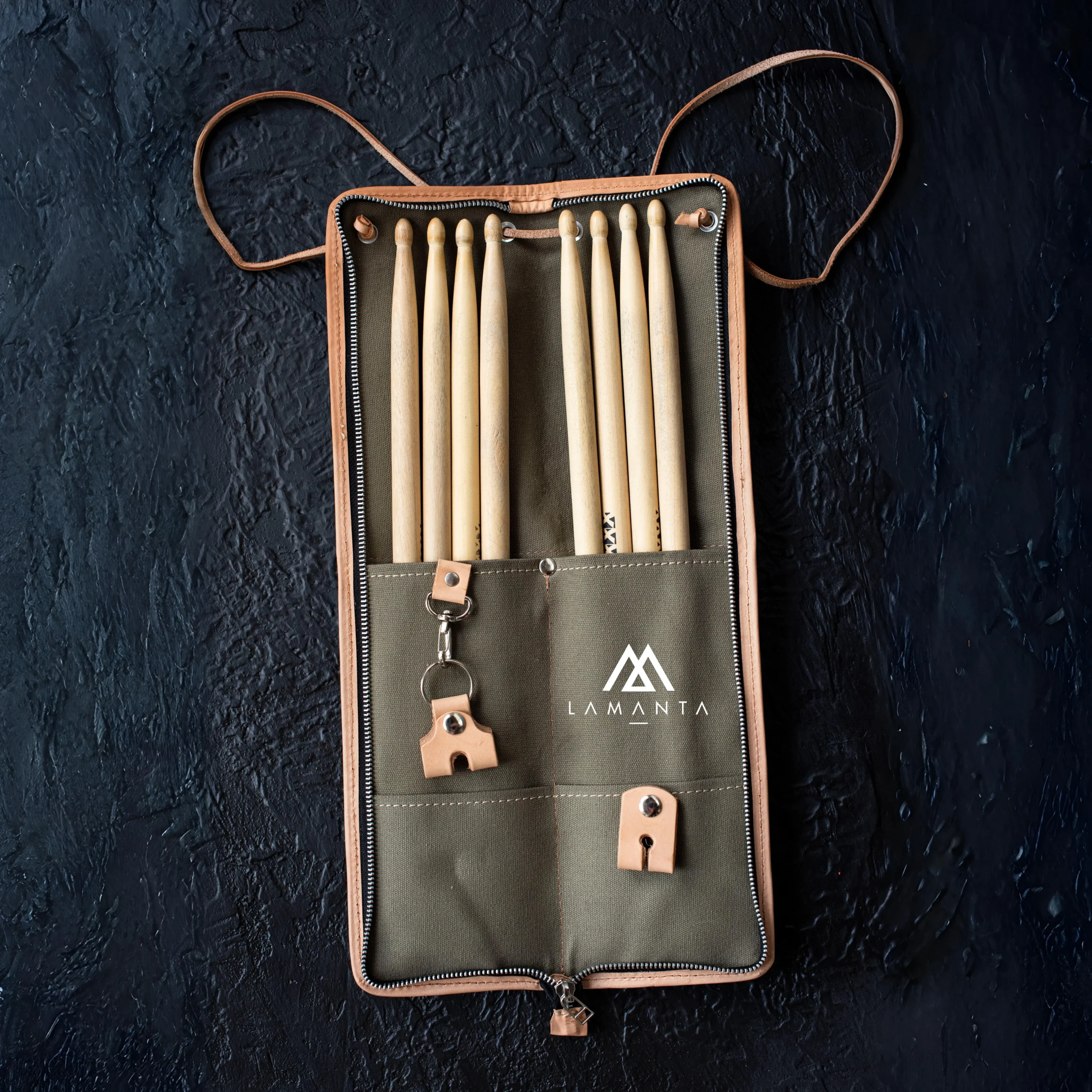 Portapalos Little Tela Verde Musgo